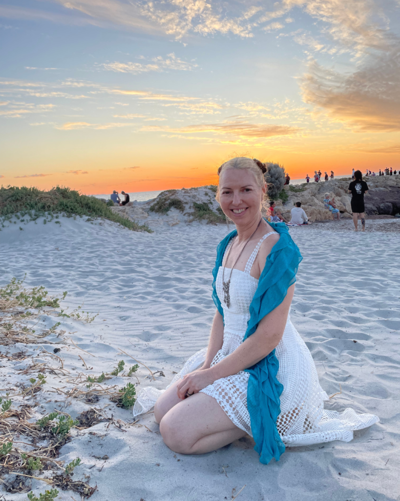 Kwinana Yoga Teacher, Meg Summers on the beach